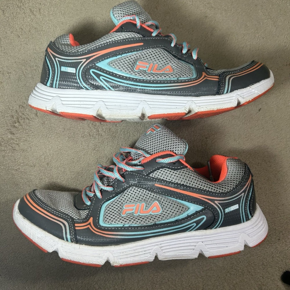 FILA Soar 2 Sneakers Shoes Women's DLS Foam - GRAY /‎ ORANGE - Size 9